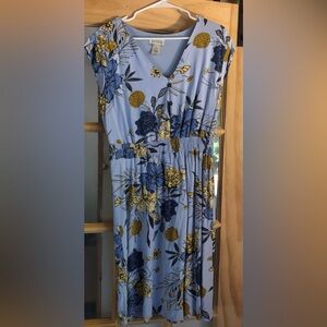 Light Blue Floral Maxi Dress with Yellow & Navy Blooms